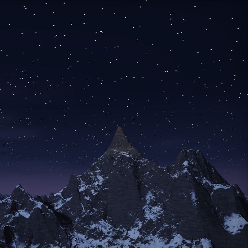 Illustration of a mountain under a night sky